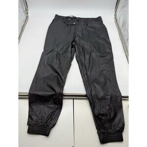 89th And Madison Women’s Black Faux Leather Elastic Waist Joggers Pants SZ XL
